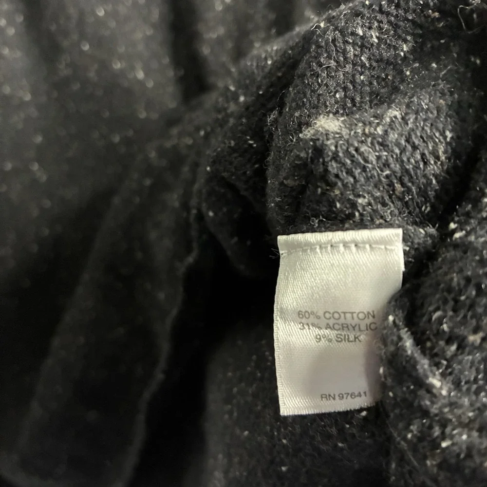 J Jill Sweater Medium Petite Black Fleck Cotton Silk Blend Side‎ Tie Casual Cozy